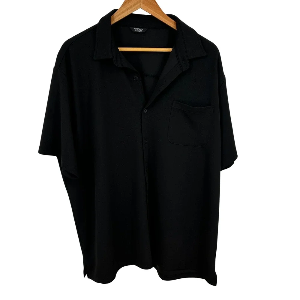 Coofandy Mens Short Sleeve Button Down Shirt Black‎ XXL Casual Summer